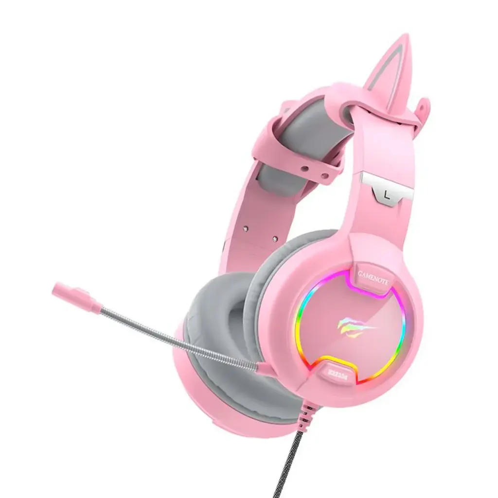 HAVIT - AUDIFONOS GAMER ROSA CON OREJAS DE GATO 
